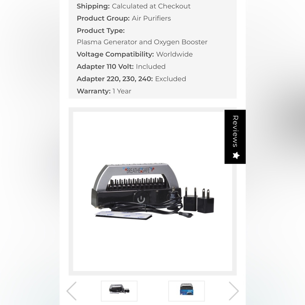 Breathe Safe® Portable Plasma Air Purifier